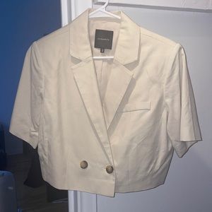 Cream short-sleeved blazer, cropped